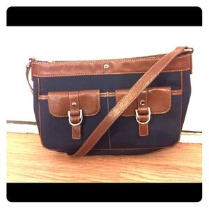 Etienne Aigner Navy/Brown Handbag